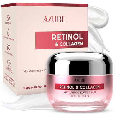 Azure Cosmetics Dermatologist Tested Retinol &amp; Collagen Face Moisturizer - K Beauty Anti-Aging for Skin Renewal &amp; Wrinkle Repair Face Cream - Korean Skincare - All Skin Type 1.69 fl oz