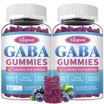 2 Pack GABA Gummies for Adults, Relaxation, Zzz &amp; Mood - Sugar-Free Calm Gummies with L-Theanine, 5-HTP, Vitamin D3 - Natural Zzz Support, GABA Supplements for Kids, 120 Count