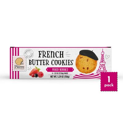 Pierre Biscuiterie French Butter Cookies with Mixed Berries 5.29 Ounce Box Pack of 1