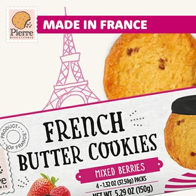 Pierre Biscuiterie French Butter Cookies with Mixed Berries 5.29 Ounce Box Pack of 1