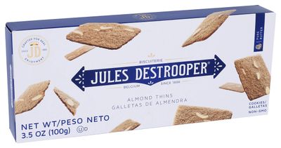 Jules Destrooper Almond Thins - Caramelized Butter Biscuits, Kosher Dairy, Authentic Made In Belgium - 3.5oz Pack of 12