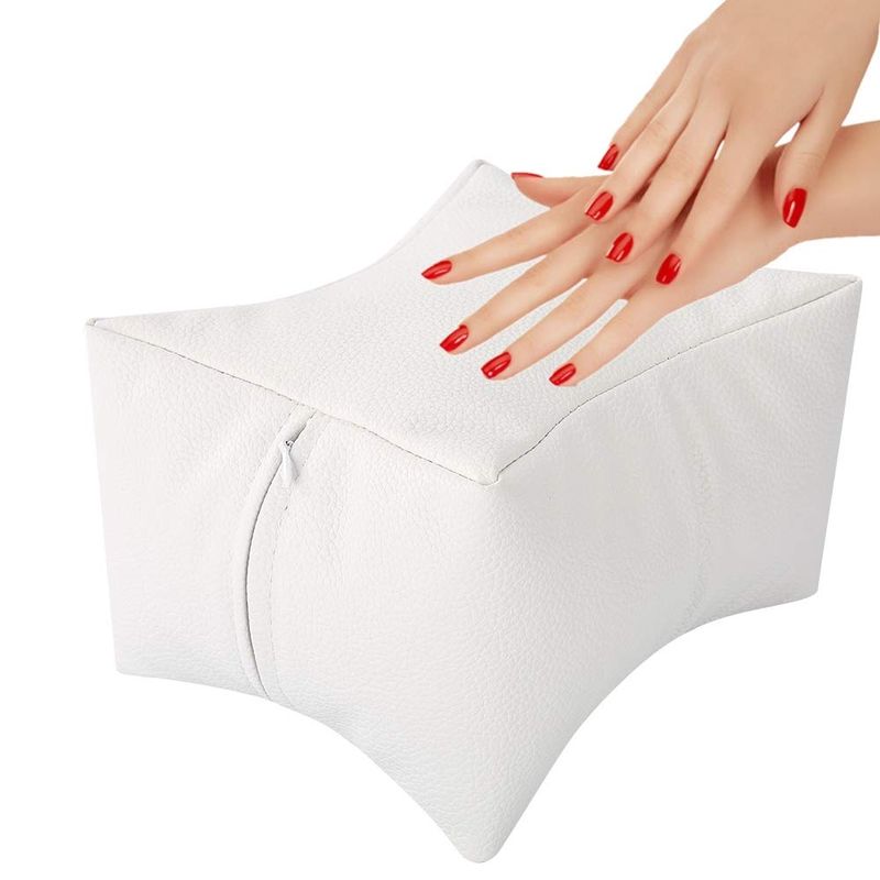 3 Colors Nail Care Pillow, Soft Pu Hand &amp; Foot Rest Pillow For Manicure Pedicure Nail Care, Arm Rest Hand Rest Pillow For Home And Beauty Salon UseWhite