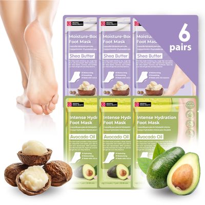 Innerest Original Derma Beauty Foot Mask 6 Pairs Shea Butter Avocado Moisturizing Foot Mask Body Exfoliator Callus Remover Foot Bath Pedicure Supplies