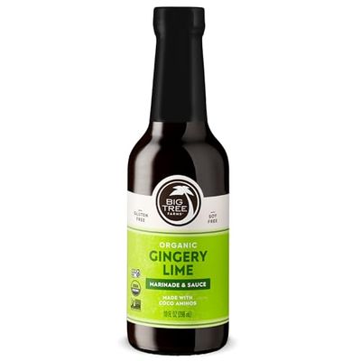 Big Tree Farms Organic Coco Aminos - Liquid Coconut Aminos, Soy-Free Sauce, Low Sodium, Soy Alternative, Gluten Free, Kosher, Marinade &amp; Sauce, Non-GMO - Gingery Lime, 10 Fl Oz Pack of 1