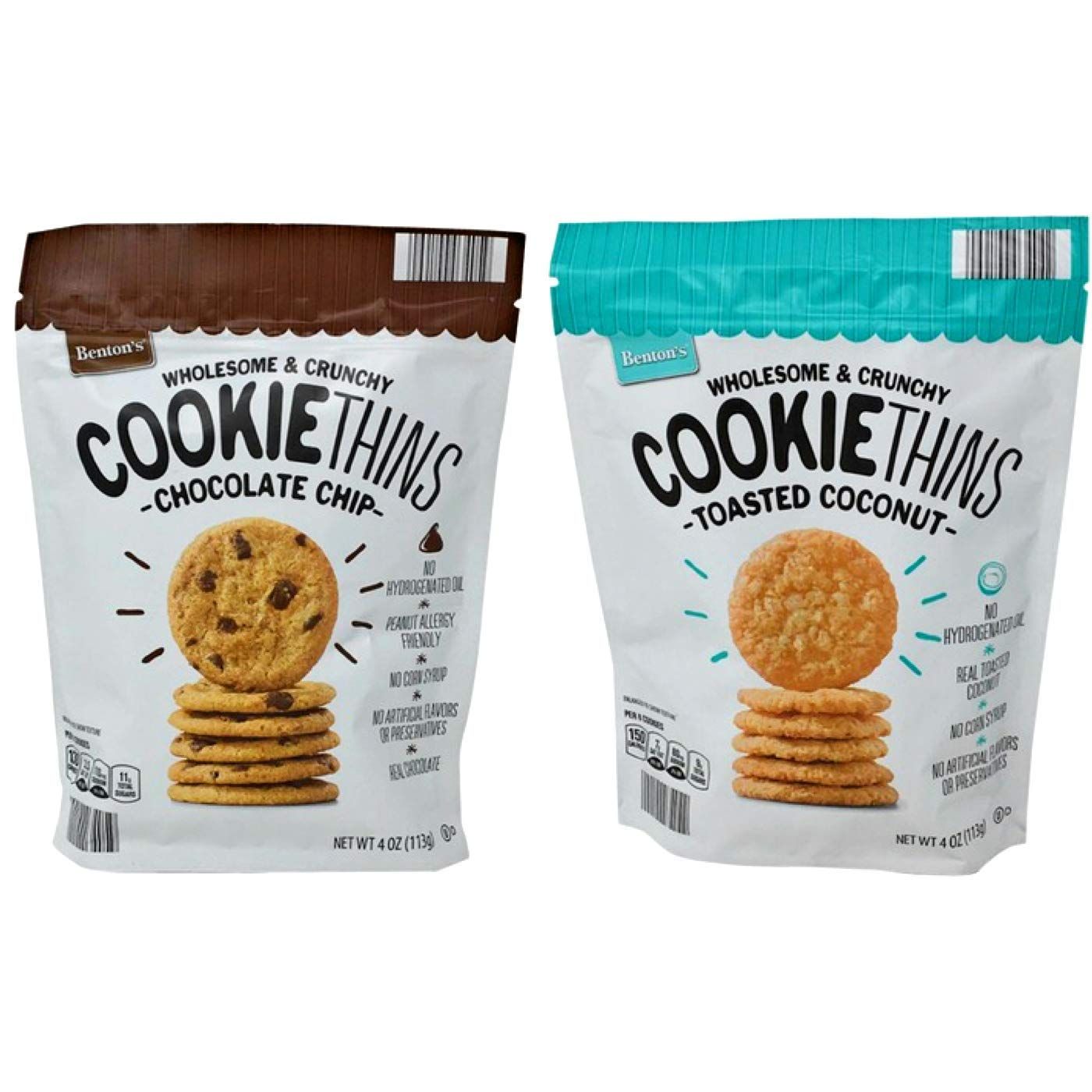 Benton&#39;s Wholesome and Crunchy Cookie Thins Chocolate Chip and Coconut Pack of 2