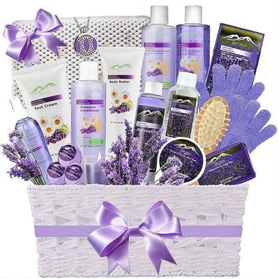 Premium Bath &amp; Body Gift Basket. Ultimate Large Spa Basket! 1 Spa Gift Baskets for Women. Pampering Home Spa Kit - Natural Organic &amp; Infused with Essential Oils! Extra Large Lavender Bath Gift