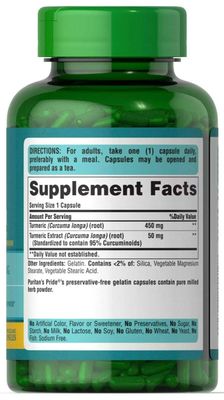 Puritan's Pride Turmeric Curcumin 500mg, Standarized to 95 Cucuminoids, Herbal Dietary Supplement for Antioxidant Health, 180 Radpid Release Capsules