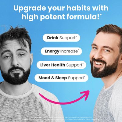 NoMoreDrinks Anti Alcohol Craving Supplement Liver Detox & Combat Cravings Energy Support Alcohol Replacement Drink Organic Milk Thistle Supplement & Dandelion Root & 5HTP 10 Energy Pills