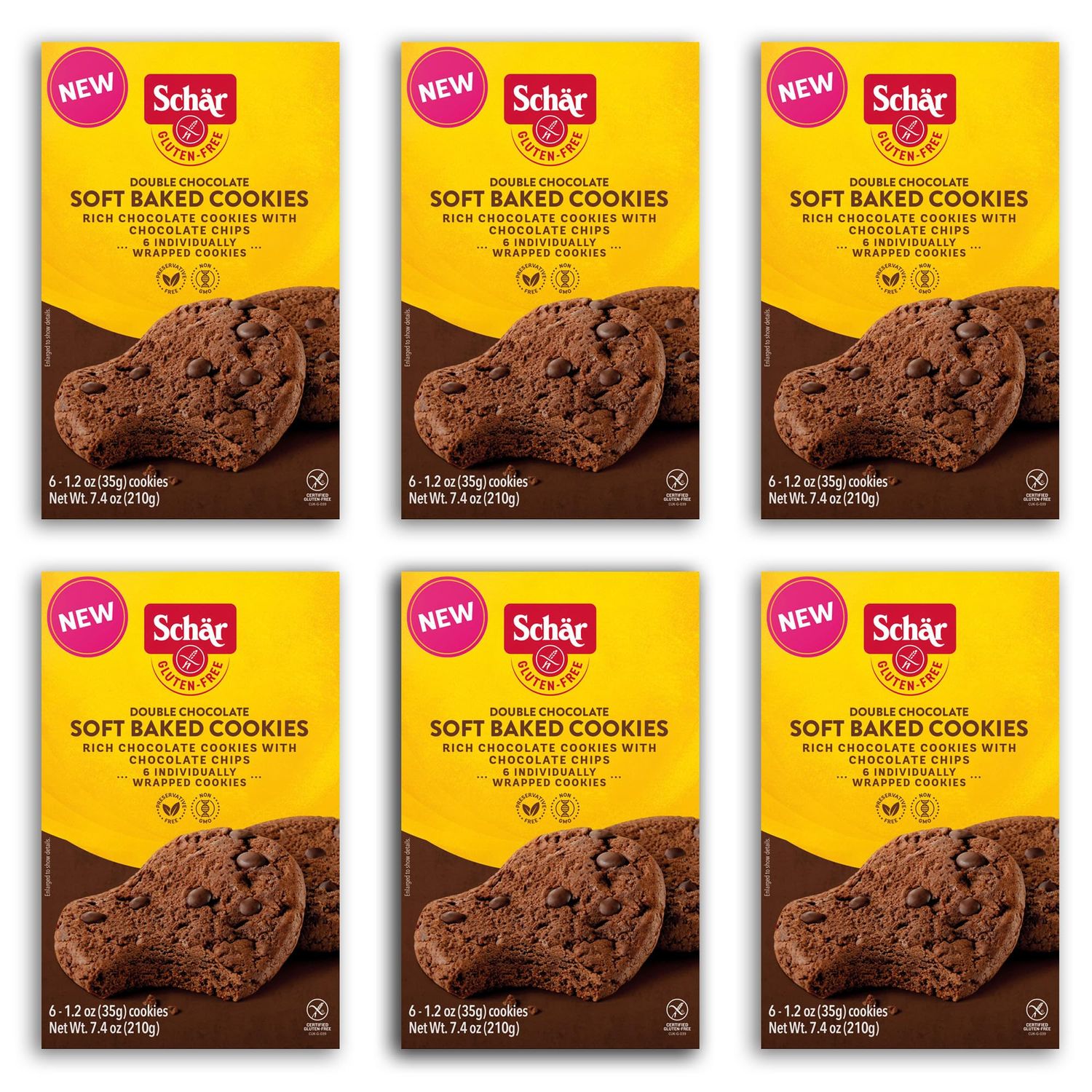 Schar Double Chocolate Soft Cookie 6-Pack - Decadent Chocolate Bliss in Every Bite - Indulgent Treat for Chocolate Lovers - Heavenly Texture, Mouthwatering Chocolate Chips, Gluten-Free Delight