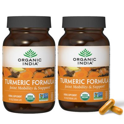 ORGANIC INDIA Turmeric Curcumin with Black Pepper - Herbal Supplement, Joint Support &amp; Immune System Support, Whole Root Supplement, Trikatu, USDA Certified Organic - 360 Capsules