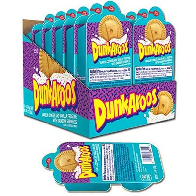 Dunk-A-Roos 12 PACK - Vanilla Cookies and Vanilla Frosting W Rainbow Sprinkles Dunkaroos Classic Retro Vintage Snack Pack