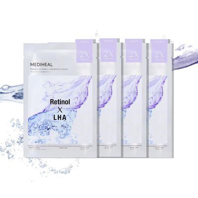 Mediheal Derma Synergy Wrapping Mask for Pore Elasticity 4 Packs - Pore Spot &amp; Improved Skin Balance with Retinol, LHA