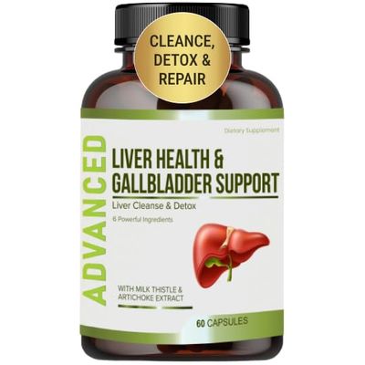 Liver Health Formula and Gallbladder Support-Liver Cleanse Detox &amp; Repair to Support Liver Renew with Artichoke Extract, Milk Thistle, Dandelion Leaf. Liver Detox Supplements for Liver Support.