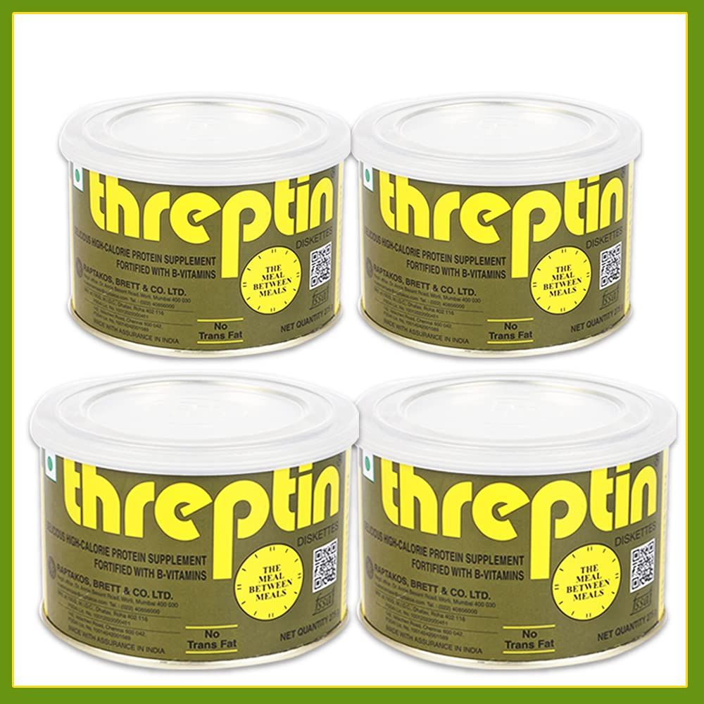 Threptin Regular Protein Supplement Diskettes - High Protein Cookies for Nutrition - Pack of 8 Each 275 Grams