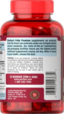 Puritan's Pride Premium Cranberry Fruit Concentrate 84 mg 4200 mg equivalent with Vitamins C and E, Dietary Supplement for Immune System Support, 4 Month Supply, 250 Rapid Release Softgels