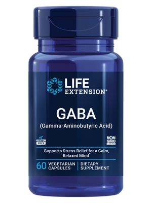 Life Extension GABA, Stress Support, GABA Supplement, Mood Support, Sleep, Relaxation, Gluten-Free, Non-GMO, Vegetarian, 60 Capsules