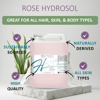 Rose Hydrosol Spray Cleansing Non GMO Facial Toner for Face Body Locs Rose Water Hydrating Face Mist, for Hydration Pure & Natural Hydrosol for All Skin Types - COCOJOJO - Bulk 128 OZ - 1 Gallon