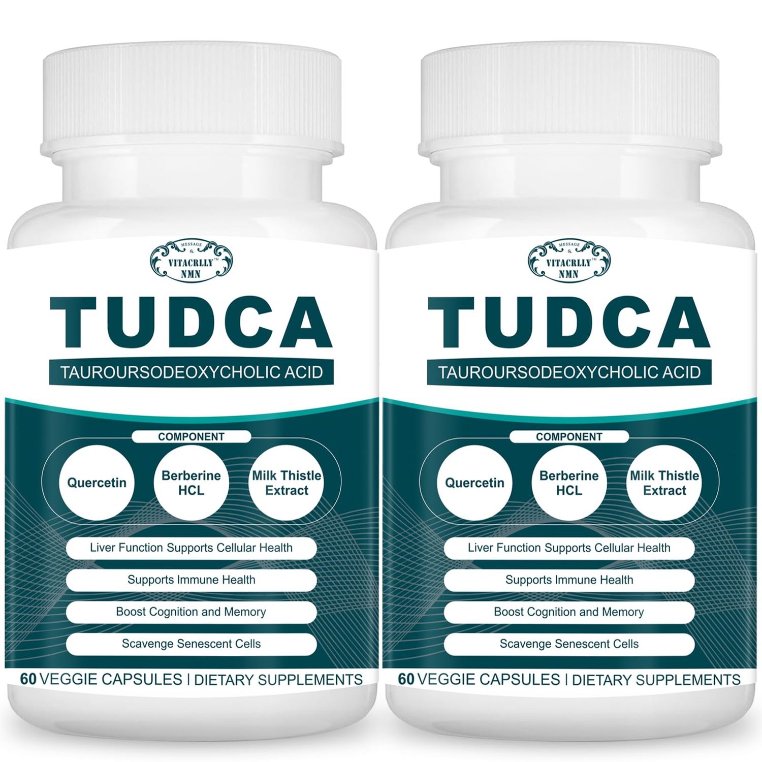 VITACRLLYNMN 2200MG TUDCA Liver Supplements - Bile Salts Supplement Complex for Liver Detox &amp; Cleanse, Gallbladder Cleanse, Digestive Health 120 Capsules