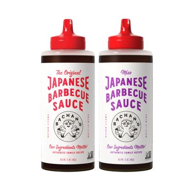 Bachan&#39;s Japanese Barbecue Sauce 2 Pack - 1 Original, 1 Miso - BBQ Sauce for Wings, Chicken, Beef, Pork, Seafood, Noodles, and More. Non GMO, No Preservatives, Vegan, BPA free
