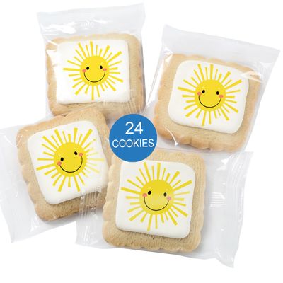 Sun Cookies Beach Party Pool Favors Individually Wrapped Sun Them 24 Pack Bulk for Kids Birthday Party Sugar Cookie