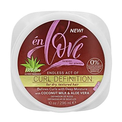 en Love Endless Acts of Curl Definition Organic Coconut Milk &amp; Aloe Vera Curl &amp; Coil Definer 2C to 4C Hi-Definition and Shine Anti-Shrinkage and Stretches Curls Flake Free Formula 10 oz