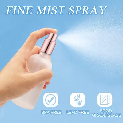 DMuuuDM 6 Pack 3.4 Oz Glass Spray Bottles,Empty Perfume Frosted Glass Fine Mist Atomizer,Refillable Small Travel Containers for Cleaning Products,Essential Oils,Body Sprays-Rose-Golden Sprayer