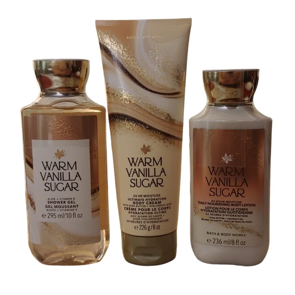 Bath &amp; Body Works Warm Vanilla Sugar Body Set Shower Gel, Body Lotion &amp; Body Cream