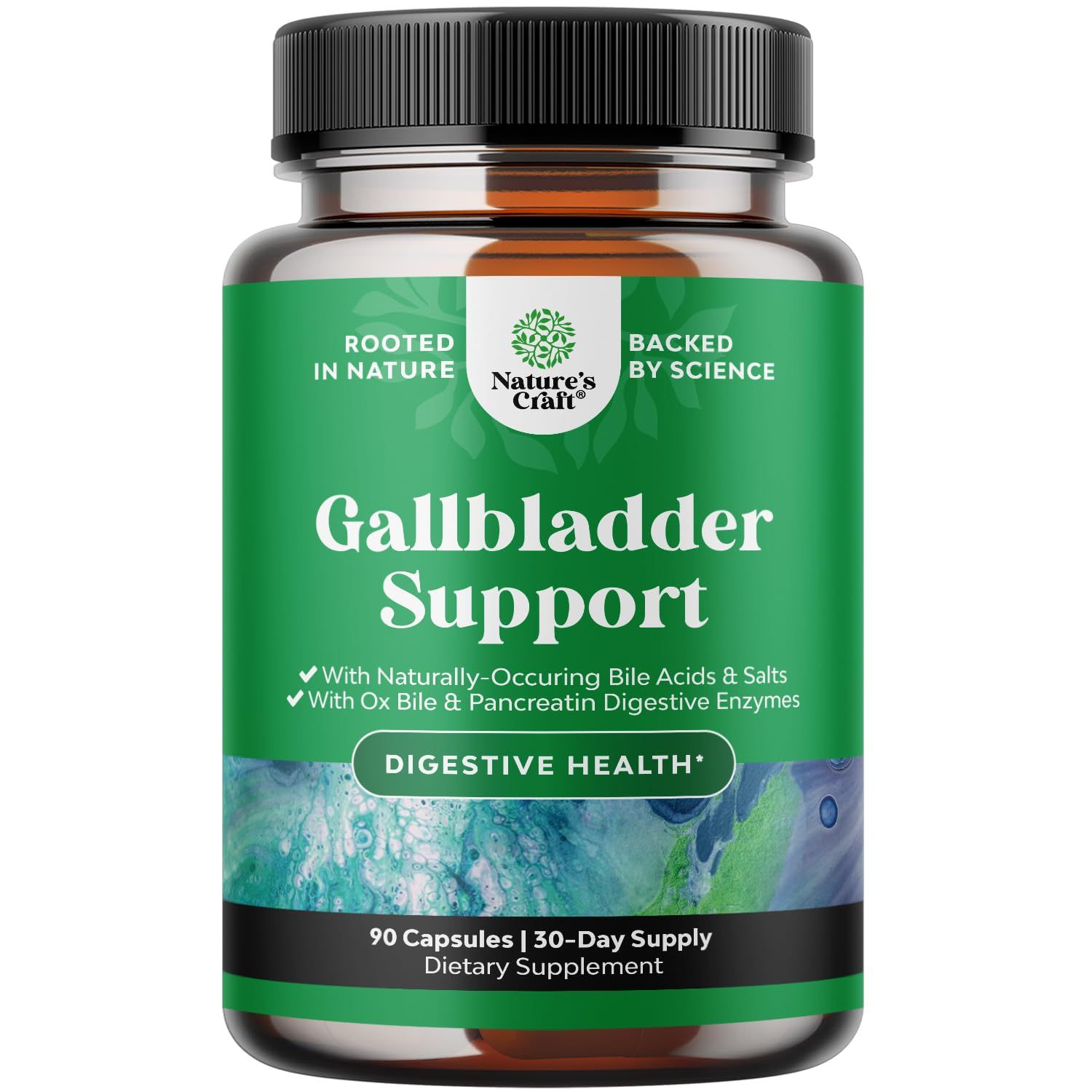 Gallbladder Support Digestive Enzymes with Ox Bile - Purified Ox Bile Salts for No Gallbladder &amp; Pancreas Cleanse, Detox &amp; Repair - Digestion Supplement with Pancreatin &amp; Chanca Piedra - 90 Capsules
