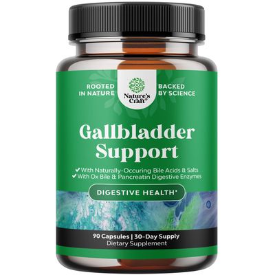 Gallbladder Support Digestive Enzymes with Ox Bile - Purified Ox Bile Salts for No Gallbladder &amp; Pancreas Cleanse, Detox &amp; Repair - Digestion Supplement with Pancreatin &amp; Chanca Piedra - 90 Capsules