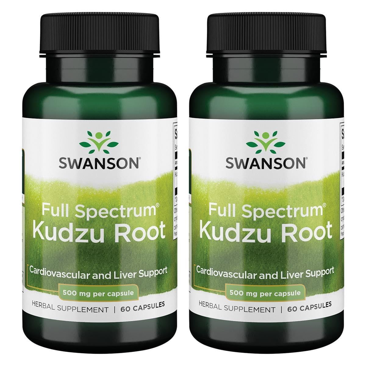 Swanson Full Spectrum Kudzu Root - Herbal Supplement Supporting Heart Health &amp; Liver Health - May Support Healthy Blood Pressure &amp; Cholesterol Levels - 60 Capsules, 500mg Each 2 Pack