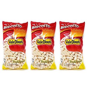 Vale D&#39;ouro Starch Salted Cookies - 3.5oz Biscoito de Polvilho Tradicional Vale D&#39;ouro - 100g - PACK OF 03