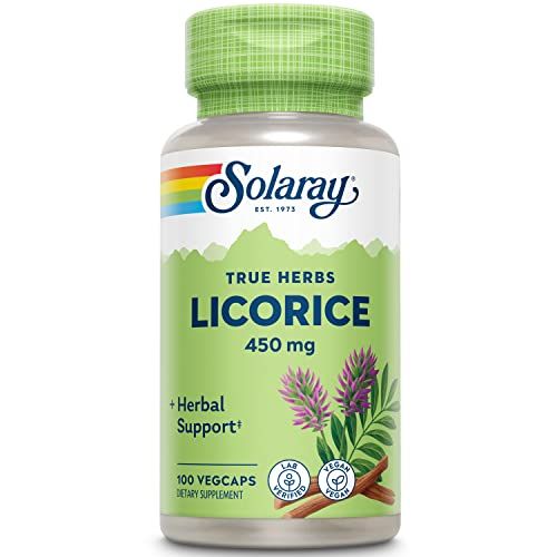 SOLARAY Licorice Root 450mg Healthy Digestive System, Liver &amp; Menopausal Support Formula Non-GMO Vegan 100 VegCaps
