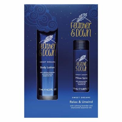 Feather &amp; Down Sweet Dream Relax and Unwind Gift Set 100ml Pillow Spray &amp; 125ml Body Lotion - With Calming Lavender &amp; Chamomile Essential Oils