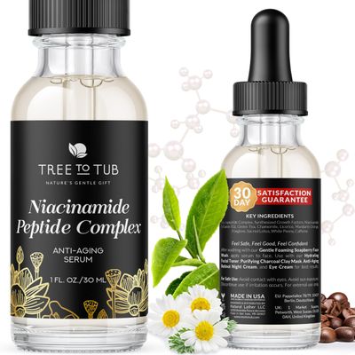 Tree To Tub Peptides &amp; Niacinamide Serum For Face - Advanced Anti Aging Multi Peptide Complex Serum For Men And Women With Niacinamide, Collagen Peptides &amp; Green Tea