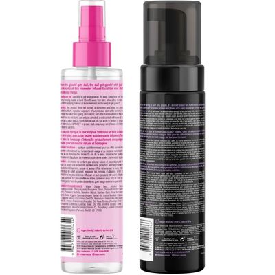 b.tan Violet Self Tan Foam &amp; Face Mist Kit Lovers Bundle - Dark Sunless Tanning Mousse, Bronzing Glow Gradual Facial Body Spray, Mitt Applicator, 1 Hour Express, No Fake Tanner Smell, 6.7 Fl Oz
