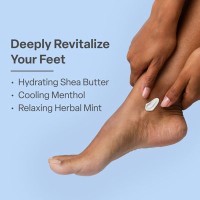 QRxLabs Shea Foot Cream 4 oz - Hydrating & Cooling Formula with 15 Shea Butter, Spearmint, Vitamin E, Glycolic Acid - Non-Greasy, Quick-Absorbing, Paraben-Free - Repair Dry, Cracked Feet