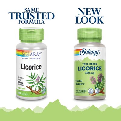 SOLARAY Licorice Root 450mg Healthy Digestive System, Liver &amp; Menopausal Support Formula Non-GMO Vegan 100 VegCaps