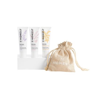 The Honest Company Seriously Soft Hand Care Kit 3 Scented Hand Creams Moisturizing Organic Gloves Antioxidant-Packed for Dry Skin Hypoallergenic Dermatologist Tested