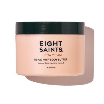 Eight Saints Cocoa Creme Body Butter, Natural and Organic Body Cream With Coconut Oil and Cocoa, Intense Hydration and Nourishing Moisturizer, 8 Ounces