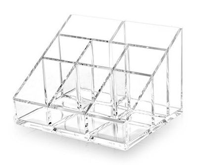 BINO &#39;The Incline&#39; 8 Compartment Acrylic Jewelry and Makeup Organizer, Clear and Transparent Cosmetic Beauty Vanity Holder Storage