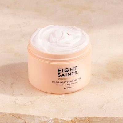 Eight Saints Cocoa Creme Body Butter, Natural and Organic Body Cream With Coconut Oil and Cocoa, Intense Hydration and Nourishing Moisturizer, 8 Ounces