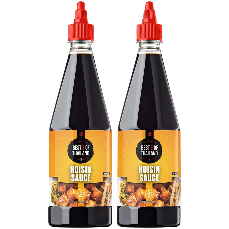 Best Of Thailand Hoisin Sauce Real Authentic Asian Brewed Sauces for Cooking &amp; Meal Dressings No MSG, Certified Kosher &amp; Fat-Free 2 Pack - Each 23.65 Fl Oz