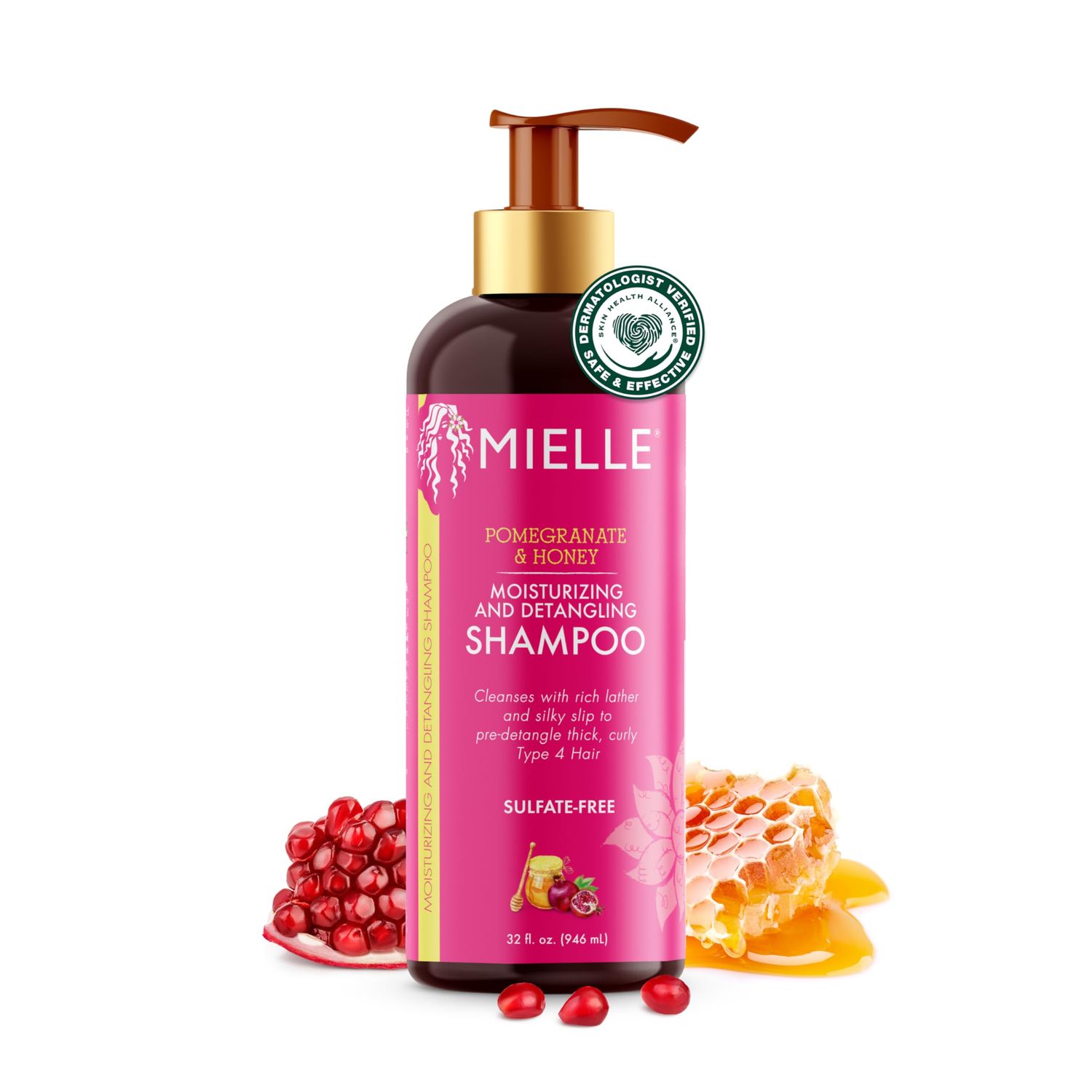 Mielle Organics Pomegranate &amp; Honey Moisturizing and Detangling Shampoo for Type 4 Hair, 32 Ounces