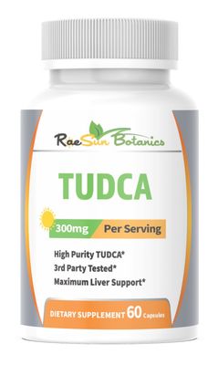 RaeSun Botanics TUDCA Tauroursodeoxycholic Acid, 60 Capsules 300mg Serving Premium Quality 3rd Party Tested Maximum Liver Support