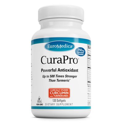 Euromedica CuraPro - Antioxidant Supplement for Brain &amp; Heart Health Support - Dietary Supplement with High-Potency Curcumin Complex - Kidney, Liver &amp; Immune Health Support - 120 Softgels