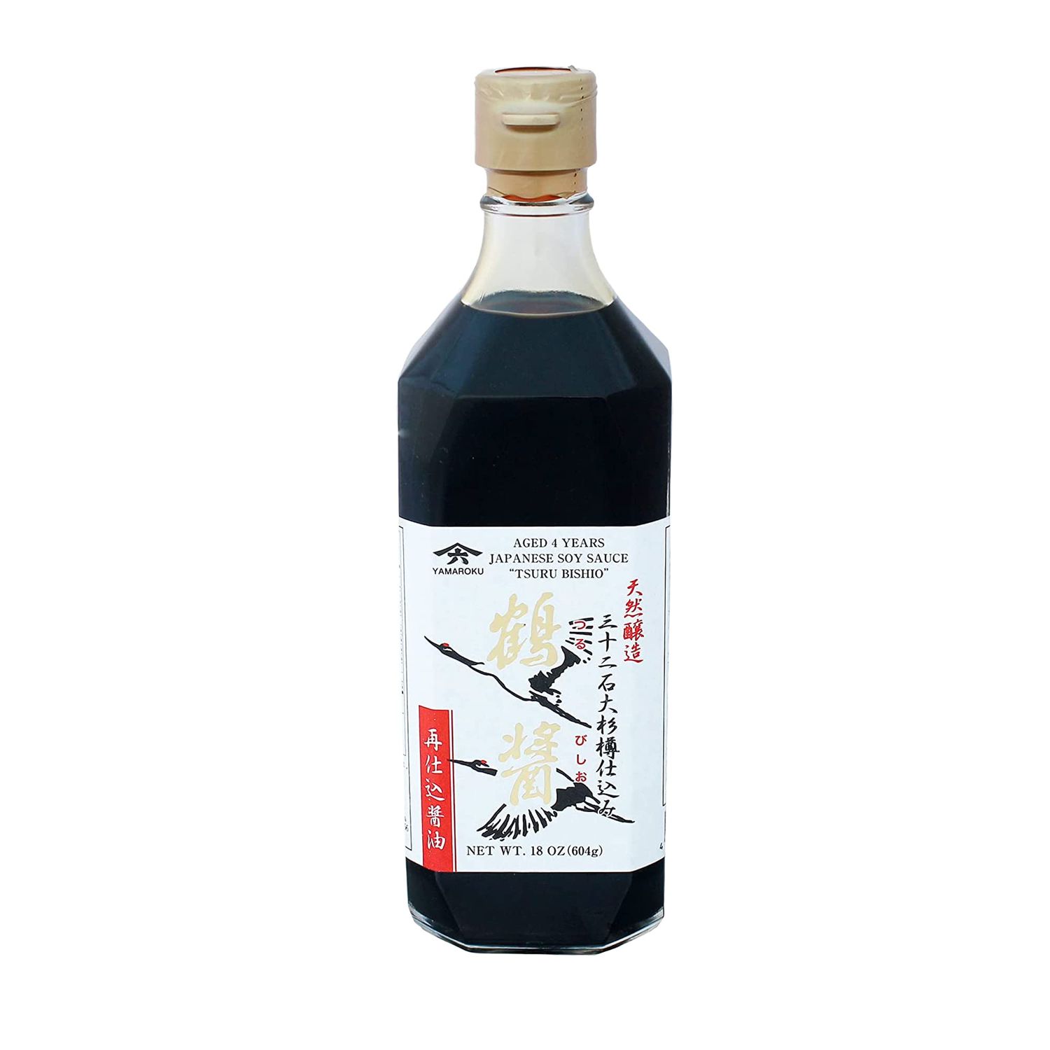 Yamaroku Shoyu Pure Artisan Dark Sweet Japanese Premium Gourmet Barrel Aged 4 Year Soy Sauce Tsuru Bisiho, 18oz 532ml 18oz, 1 1 Pack