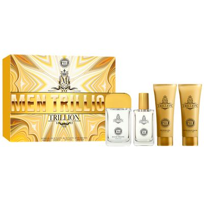 Hybrid &amp; Company Men Trillion 4-Piece Gift Set, 0.68 Fl.Oz Eau de Toilette, 50ml Perfume, After Shave Balm, Shower Gel