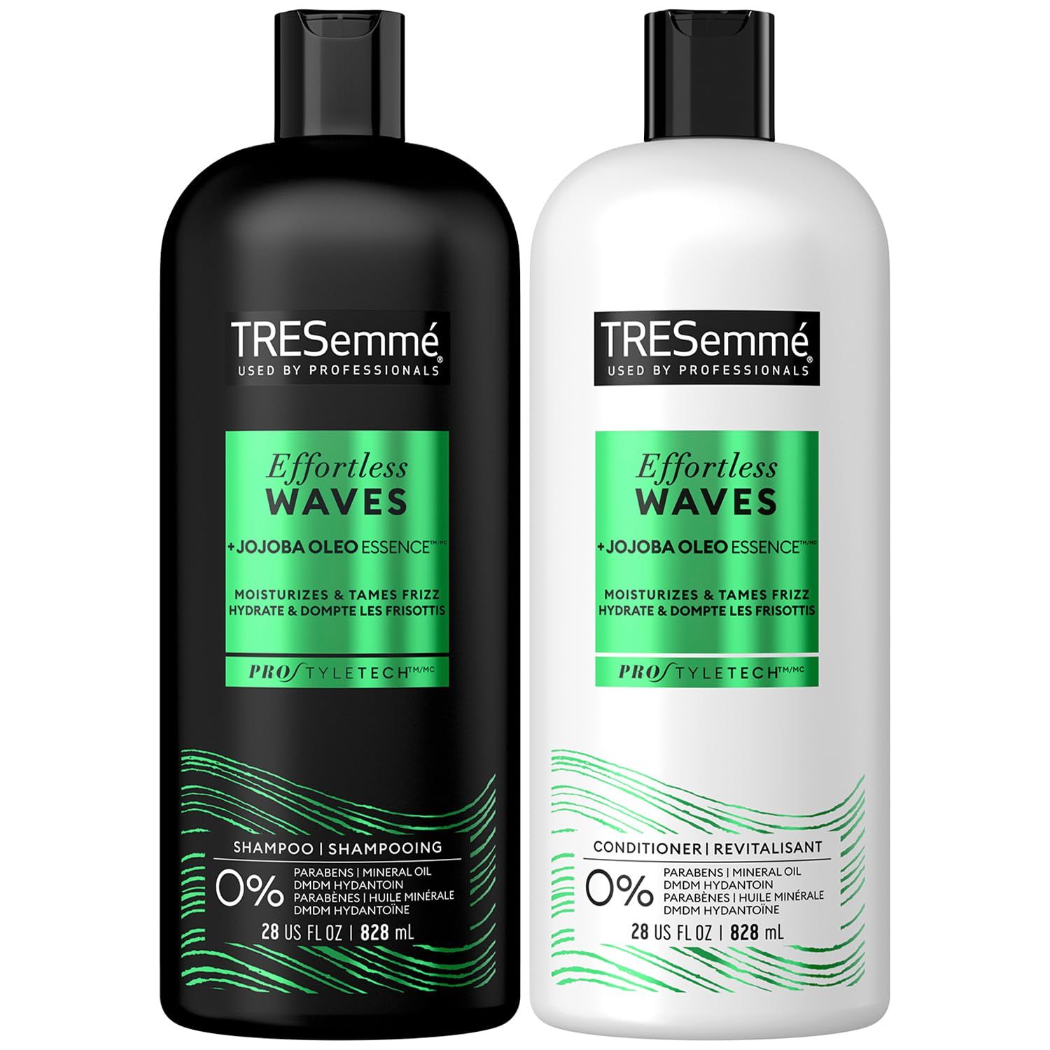 TRESemme Shampoo and Conditioner, Effortless Waves - Wavy Hair Products for Frizz Control, Shiny Hair, and Wave Definition, 28 Oz Ea