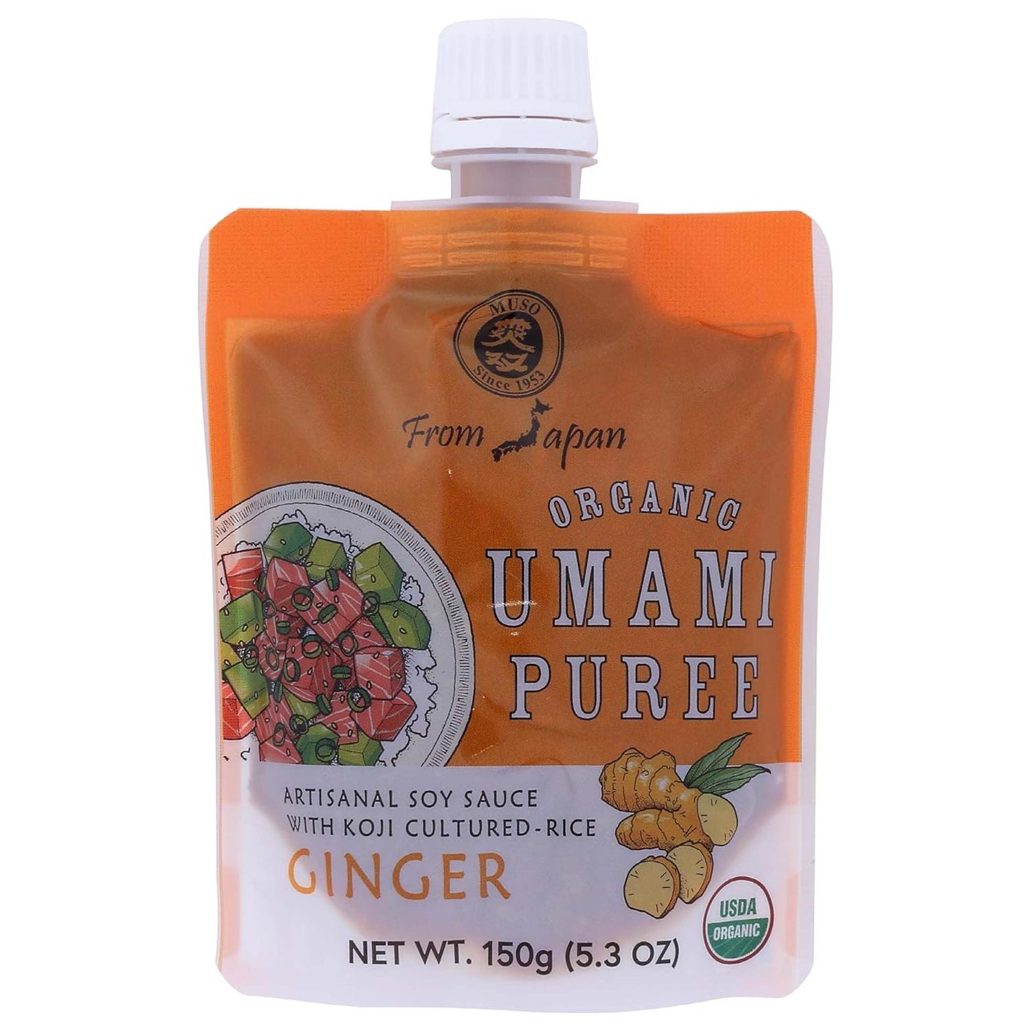 Muso From Japan - Umami Puree with Ginger, Japanese Flavor Enhancer for Cooking, USDA Certified, Made from Natural Ingredients, Bold Taste - 5.2 oz