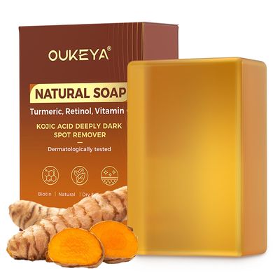 OUKEYA Dark Spot Remover Soap Bars, Turmeric Soap Bar, for Body &amp; Face with Vitamin C, E, Retinol, Collagen, Shea Butter, Infused with Hyaluronic Acid, Soap for Men, Women
